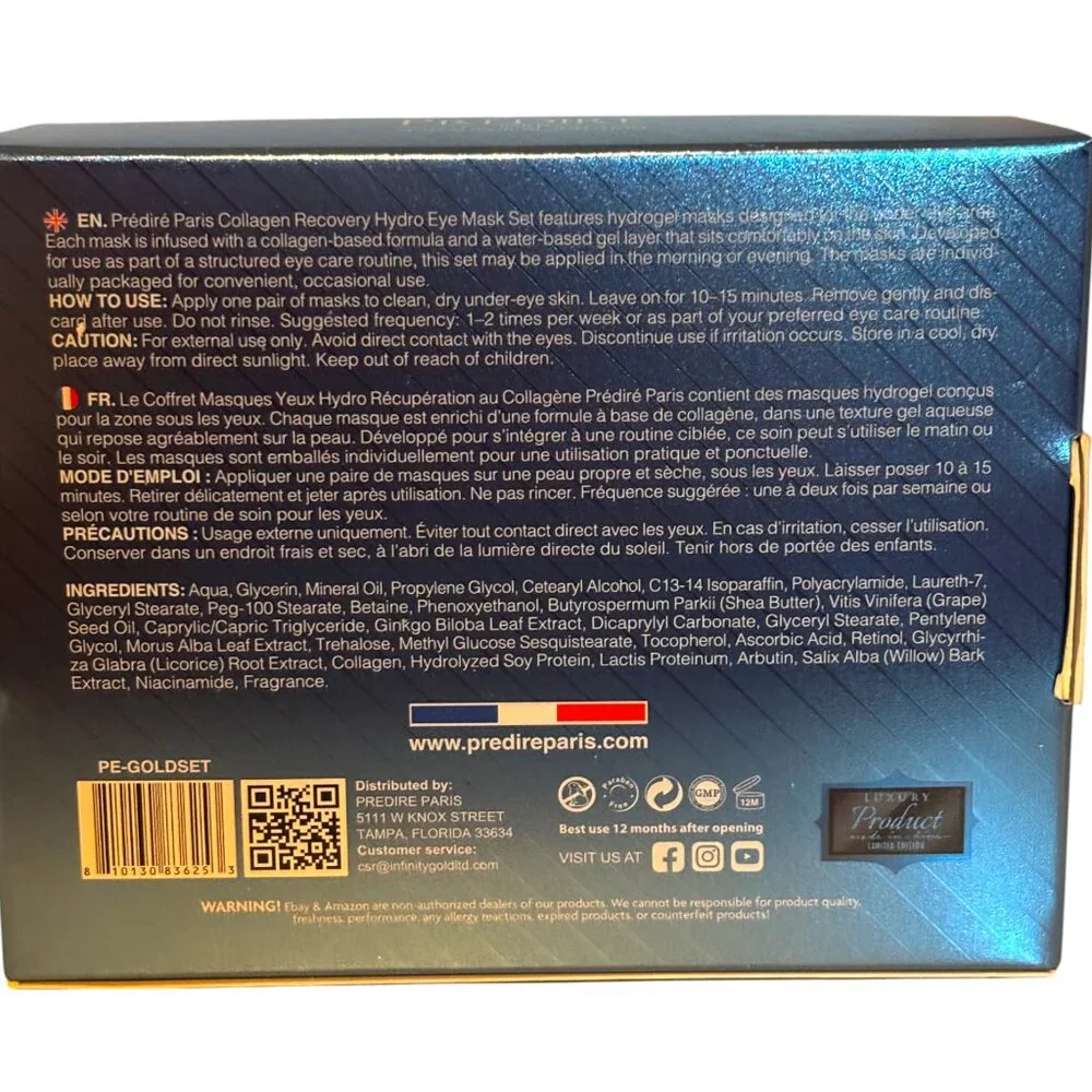 Predire Paris‎ Collagen Recovery Hydro Eye Mask Set 12 pairs NIB MSRP $750